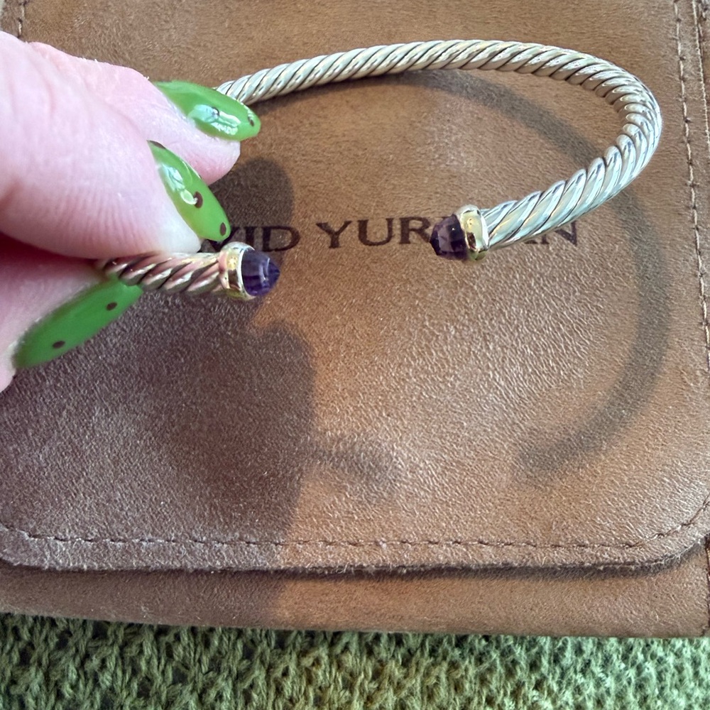 David Yurman Cable Flex Bracelet in Sterling with 14K YG and Amethyst